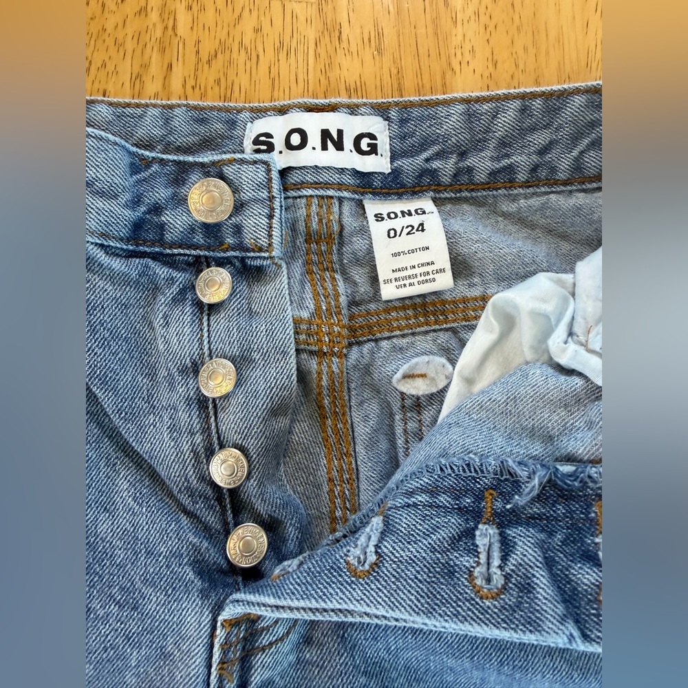 S.O.N.G. Carpenter Wide Leg Button Fly Jeans Womens 0/24 High Rise Carpenter - Picture 2 of 7